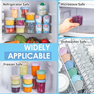 DRKIO 12 Pack Glass Baby Food Storage Containers - 4 & 8 oz Baby Food Jars with Lids Baby Food Maker Microwave Dishwasher Freezer Safe 100% Leak Proof BPA Free Reusable - Image 6