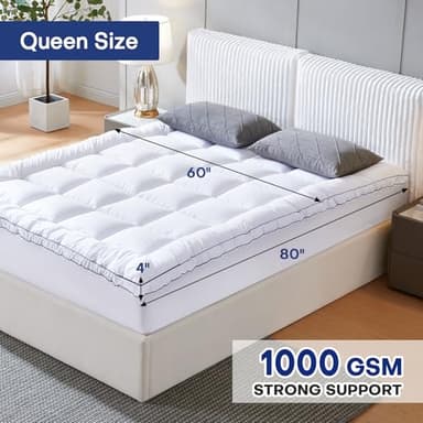 Vipfree Queen Dual Layer 4 Inch Memory Foam Mattress Topper, Relax Body, Relieve Pain and Aid Sleep - 2 Inch Fluffy Pillow Top Queen Mattress Topper and 2 Inch Cooling Gel Memory Foam, 2X Support - Image 2