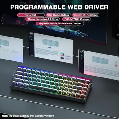 AULA Hero 68 HE 60% Gaming Keyboard Wired, Hall Effect Magnetic Switch Keyboard with 8K Hz Polling Rate, Side Printed PBT Keycaps, RGB Backlit Light Box, Customizable Web Software for PC/Mac Gamers - Image 6