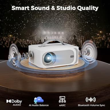 [AI Movin 2.0 System/1200 ANSI/Auto Focus] Projector with WiFi and Bluetooth, Outdoor-Projector 30W DoIby Audio APPS Built-in, Lisowod 1080P Smart Portable 4K Proyector with HDR10+ 2025 Upgraded - Image 6