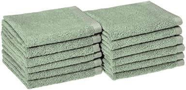 Amazon Basics Cotton Washcloths, Quick-Dry, 12" x 12", 12-Pack, Seafoam Green - Image 1