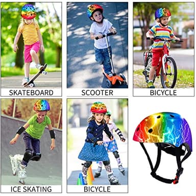 JeeFree Adjustable Gradient Color Skateboard Helmet for 3-5-8-14+Ages【Toddler Kids Youth Adult】 Girls Boys Woman.Bike Helmet for Multi-Sports Cycling Bicycle Scooter Inline Roller Skate Rollerblading - Image 7