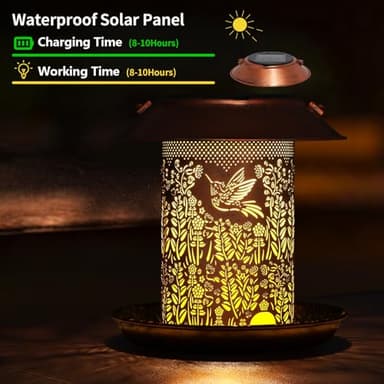 Bird Feeders for Outdoors Hummingbird Garden Decor Mothers Day Birthdays Gifts for Women Mom Grandma Solar Lanterns Outdoor Waterproof Metal Solar Decoration OutsideLED Lanterns for Yard, Patio Deals - Image 3