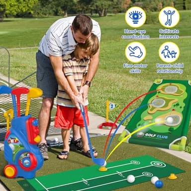 Liberry Toddler Golf Set for 2 3 4 5 Years Old Boys Girls, Upgraded Kids Golf Cart with Golf Cornhole Board & Putting Mat, Indoor and Outdoor Golf Toys Birthday Gift - Image 4