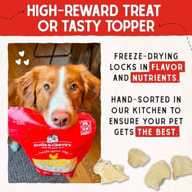 Stella & Chewy's Freeze-Dried Raw Chicken Breast Dog Treats - Single Ingredient, No Additives - Premium Training Treats - Perfect For Picky Eaters - 2.75oz Bag - Image 8