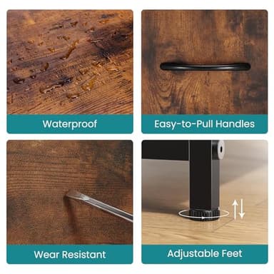 OLIXIS Dresser for Bedroom with 5 Drawers, Wide Chest of Drawers, Fabric Bedroom Dresser with Drawer Organizers, Storage Organizer Unit with Fabric Bins for Closet, Living Room, Hallway, Rustic Brown - Image 8