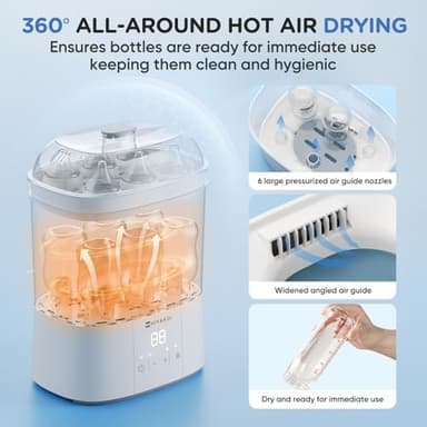 Bottle Sterilizer and Dryer, HIYAKOI Electric Steam Baby Bottle Sterilizer and Dryer, All-in-One Sterilizer 2 Layers Large for Baby Bottles, Parts & Other Newborn Essentials - HEPA Filtration - Image 4