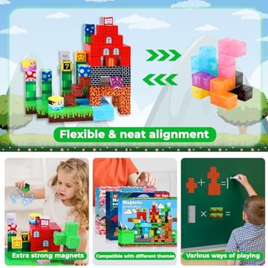 GraceDuck Magnetic Blocks - 150 PCS Build Adventure Game Castle - Magnetic Toys for Montessori Toddler Christmas Birthday Gifts - STEM Sensory Toys for 3 4 5 6 7 8 9 10 Year Old Boys & Girls - Image 5