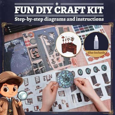 Catcrafter Book Nook Kit - Detective Agency Booknook for Bookshelf Decor, DIY Miniature House Kit, 3D Wooden Puzzle Dollhouse, Crafts for Adults Teens Birthday Easter Gifts - Image 5