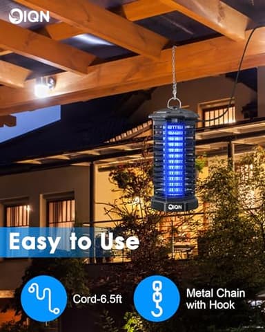 Bug Zapper Outdoor, Plug in Electric Mosquito Fly Zapper w/ 15W Light & 4200V Grid & on/Off Switch, Mosquito Traps & Killer for Indoor, Kitchen, Patio, Backyard and More (Black) - Image 4