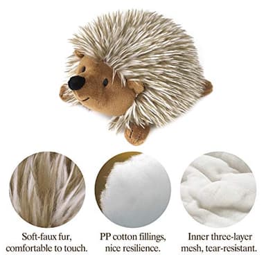 Pawaboo Plush Dog Toy, [2PACK] Non-Toxic Super Soft Faux-Fur Hedgehog Dog Toy Stuffed Biting Training Playing Toys for Dog Puppy, Brown - Image 4