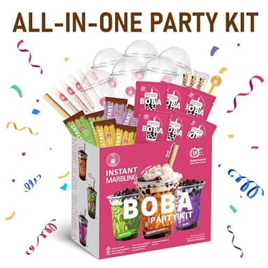 O's Bubble Boba Tea Kit - Bubble Tea Kit - All in One Boba Kit for Boba Tea Lovers - Boba Party Kit for Boba Drinks - Boba Kit for Kids - 6 Servings Includes Cups, Straws, Stirrer (Party Kit Variety Pack Upgrade) - Image 8