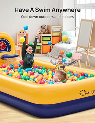 Kiddie Pool, Evajoy Inflatable Kids Pool, Summer Water Party Inflatable Pool for Backyard & Garden 90 * 55 * 35 inch - Image 3