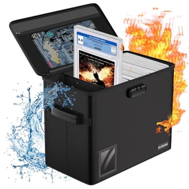 ELOBOON Graded Comic Book Storage for 30 Comics, Fireproof & Water-Resistant & Moistureproof Stackable CGC Comic Book Box with Label Window and Lock, Comic Book Case with Internal Triple Dividers - Image 1