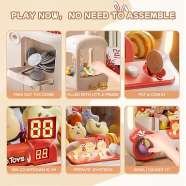 64 PCS Large Claw Machine for Kids Bunny, Vending Machine Toys for Girls 5 6 7 8 Year Old, Candy and Prize Electronic Dispenser Game Ages 5-7 6-8, Christmas Birthday Gift for 3 4 5 6 Year Old - Image 6