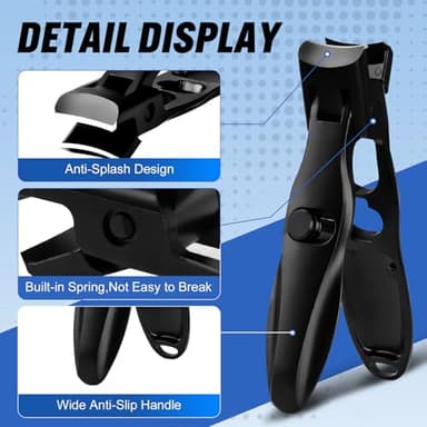 Swocky German Nail Clippers, Premium Stainless Steel Wide Jaw Anti Splash Design,Ultra Sharp Heavy Duty Clippers with Ergonomic Lever,Perfect for Men,Women, and Seniors(Black) - Image 3
