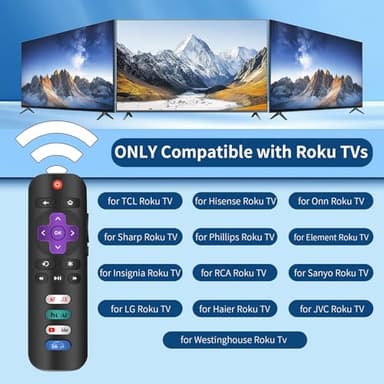 (Pack of 2) Replacement Remote Control Only for Roku TV, Compatible for TCL Roku/Hisense Roku/Sharp/Philips/Onn Roku/Insignia Roku (Not for Roku Stick and Box) - Image 2