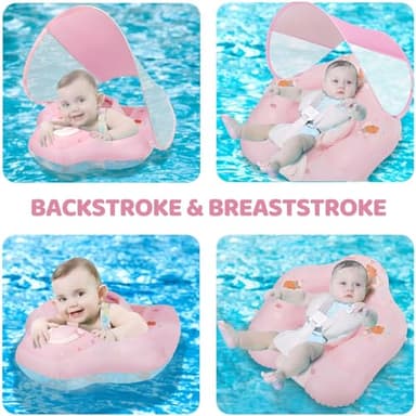 LOOWARTS Baby Float with Canopy,Infant Pool Float with Safety Seat,Baby Swimming Float & Swim Float & Water Float UPF50+ UV Protection for Toddler from 6 to 36 Months. - Image 5