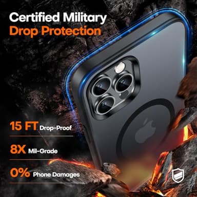 TAURI for iPhone 12 Pro Max Case, Compatible with Magsafe, [Military-Grade Protection] with 2X Screen Protectors, Slim Matte Case for iPhone 12 Pro Max, Frosted Black, 6.7" - Image 4
