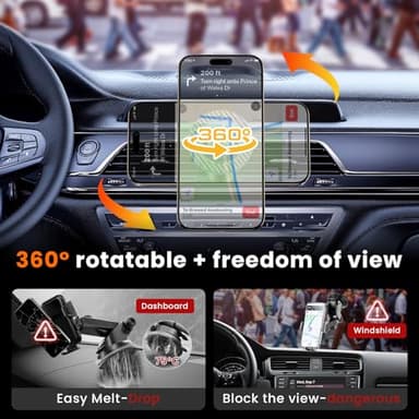 Coneclat for MagSafe Car Mount Magnetic Phone Holder for Car [2025 Upgraded 22X Magnets & Double-Hooks] Phone Holders for Your Car Stand for Dashboard Vent GPS for iPhone 17/16/15/14/13 Android etc - Image 8