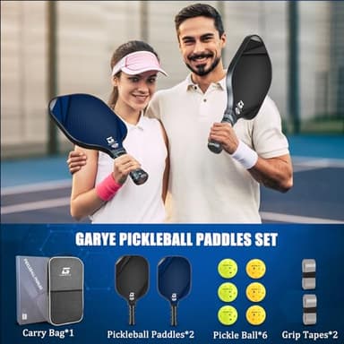 GARYE Pickleball Paddles Set of 2, USAPA Approved Carbon Fiber Pickleball Set, Lightweight Pickle Ball Rackets 2 Pack with 6 Balls, 1 Bag, Pair of Grip Tapes, Pickle Ball Paddle for Men and Women - Image 6
