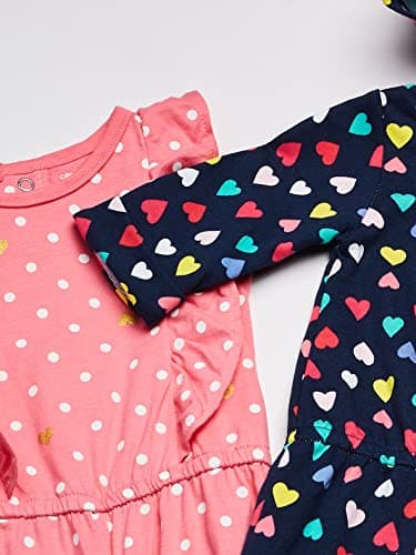 Baby Girl's 2-Pack One Piece Romper Pants, Navy Heart/Pink Dot, Newborn - Image 5