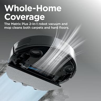 Shark Matrix Plus 2in1 Robot Vacuum & Mop with Sonic Mopping, Matrix Clean, Home Mapping, HEPA Bagless Self Empty Base, CleanEdge, for Pet Hair, WiFi, Compatible with Alexa, Black/Gold (AV2613WA) - Image 2