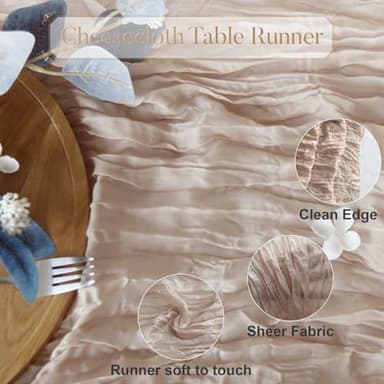 Cheesecloth Table Runner 10Ft Gauze Table Runners Boho Rustic Sheer Cheese Cloths Table Runner for Wedding Baby Bridal Shower Decorations Birthday Christmas - Image 3