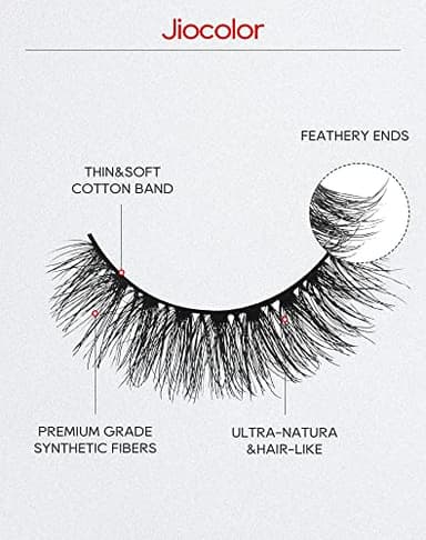 Jiocolor Fake Lashes Natural Look Wispy Fluffy Lashes 3D Faux Mink Lashes False Eye Lashes Reusable 7 Pairs False Eyelashes 13MM - Image 3