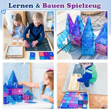 Magnetic Tiles 102pcs with 2 Stairs 2 Dolls Princess Castle Building Girls Toys Age 4-5 6-8 Magnetic Blocks Birthday Xmas Gifts for Girls Toys for 3 4 5 6 7 8+ Year Old - Image 6