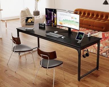 Coleshome 71 Inch Computer Desk with USB Ports, Large Office Desk, Long Study Student Writing Desk, Black - Image 9