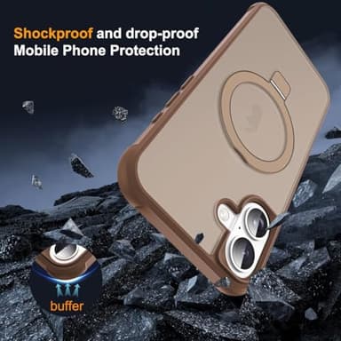 SKYLMW Compatible with iPhone 16 Case with Invisible Magnetic O-Ring Stand Military-Grade Translucent Case for iPhone 16 6.1" [Compatible with Mag-Safe][Great Grip Feeling],Desert Brown - Image 8