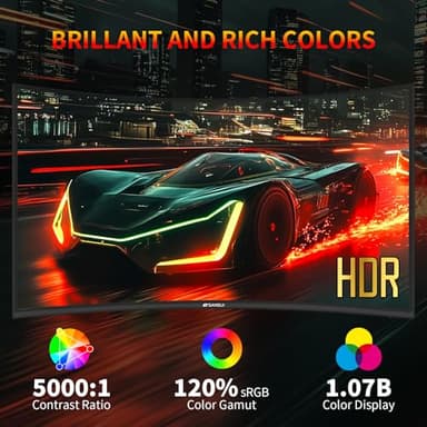 SANSUI 27 Inch WQHD 2560X1440 Curved Gaming Monitor, 180Hz MPRT 1ms Computer Monitor,HDMI2.0 * 2, DP1.2 * 2, Freesync, Curved 1500R, 5000:1 Contrast Ratio, 120% sRGB,HDR(ES-G27C1Q DP Cable Included) - Image 7