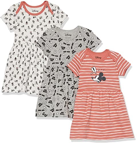 Amazon Essentials Disney | Marvel | Star Wars | Princess Baby Girls' Dresses, Pack of 3, Mickey Expressions, 18 Months - Image 1