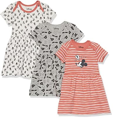 Amazon Essentials Disney | Marvel | Star Wars | Princess Baby Girls' Dresses, Pack of 3, Mickey Expressions, 18 Months - Image 1