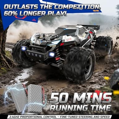 DEERC Brushless Fast RC Cars for Boys & Adults, 55KM/H, 1:18 Off-Road RC Truck, All Terrain 4x4 Racing Mecha Car, 50 Mins, Waterproof Remote Control Monster Truck, Compatible with 3S Battery - Image 4