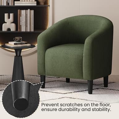 Yaheetech Barrel Chairs, Furry Accent Chairs, Sherpa Chairs with Soft Padded Armrest, Fuzzy Club Chairs for Living Room Bedroom Waiting Room Office, Accent Chairs Set of 2, Dark Green - Image 8