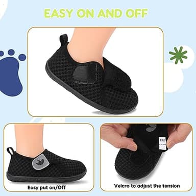 FEETCITY Baby First Walking Shoes Boys Girls Toddler Sneakers Anti-Slip Newborn Crib Shoes Black - Image 2