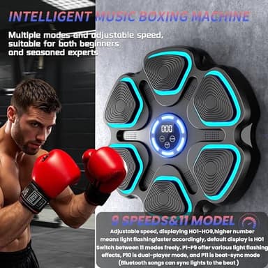 Music Boxing Machine with Bluetooth&LED Display, 9 Speeds & 11 Models, Interactive Wall-Mounted Music Punching Machine for Adults&Kids,Boxing Machine Suitable for Indoor Workouts,Home,Gym - Image 2