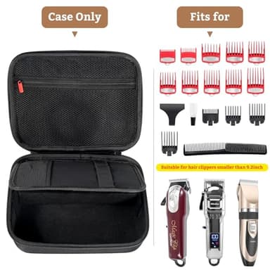 ProCase Hard Travel Case for Hair Clippers, Hair Cutting Barber Supplies Holder, Trimmer Organizer Storage Bag for Hatteker/Oneisal/Wahl 5Star/Andis Men Razor Guard Grooming Kits -Black - Image 2
