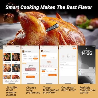 Wireless Meat Thermometer with 4 Probes, INKBIRD WiFi Meat Thermometer Digital Wireless for Rotisserie Grill Oven,Unlimited Range Dishwasher Waterproof Bluetooth Thermometer for iOS & Android - Image 5
