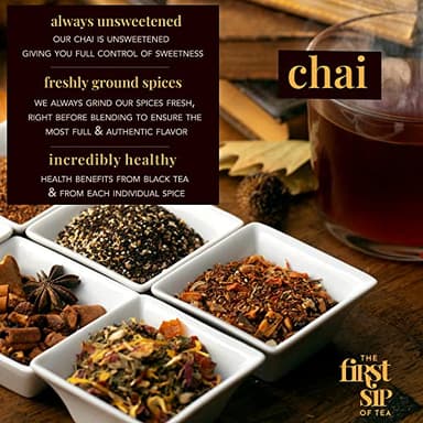 Masala Chai Tea Bags - Unsweetened Black Tea, High Caffeine, Traditional Indian Spiced Black Tea with Cardamom, Cinnamon, Fennel - 16 Cups | The Spice Hut, First Sip of Tea - Image 5