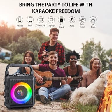 Karaoke Machine with 2 Wireless Microphones, 【2025 Upgraded 20W 6.5"Subwoofer】Portable Bluetooth Karaoke Speaker for Adults & Kids, Karaoke Microphone with PA System, Party Light, Support USB/TF/AUX - Image 2