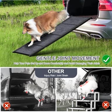 HerCcreta wigge Dog Ramp for Car 63" Long & 17" Wide Portable Dog Ramps for Large Dogs with Non-Slip Rug Surface Dog Car Ramp for SUV Car & Truck, Folding Dog Ramp Up to 250LBS - Image 5