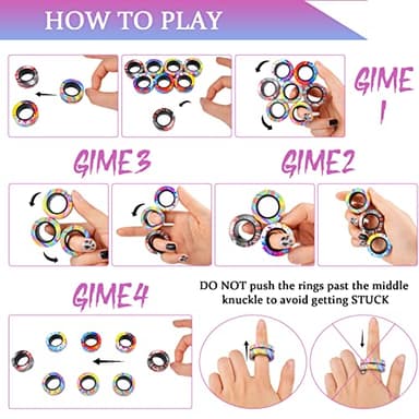 Cevioce 9Pcs Magnetic Rings Fidget Toy Set, ADHD Anxiety Magnetic Fidget Toys Adults Fidget Spinner Rings for Relief, Christmas Stocking Stuffers Gifts for 8+ Year Old Teen Boy Adults - Image 5