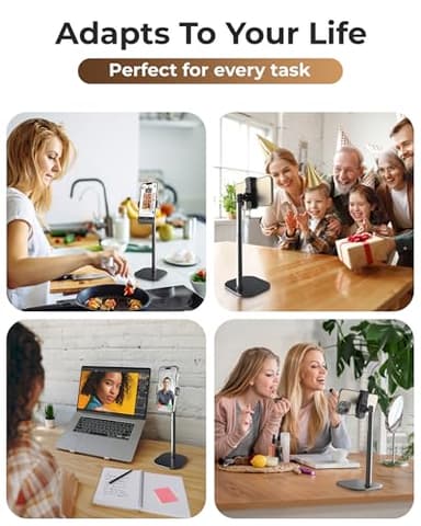 COOPER ChatStand, Adjustable Cell Phone Stand for Desk, Phone Stand for Recording, iPhone Holder for Filming, Small Tripod for iPhone, Fits Samsung, Android Smartphones - Night Black - Image 5