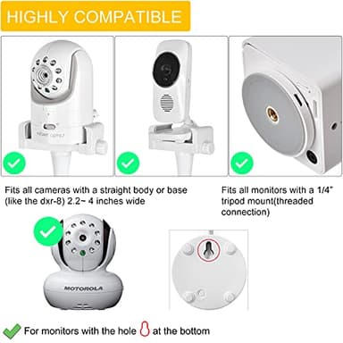 iTODOS Baby Monitor Floor Stand Holder Mount compatible with Infant Optics DXR-8 Pro,Nanit Pro & Flex Stand,VTech VM819/VM901,HelloBaby,Momcozy,eufy,Motorola,Owlet, Keep Baby Away from Touching - Image 3