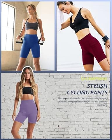 CAMPSNAIL Biker Shorts Women with Pockets - 3"/5"/8" High Waisted Workout Spandex Tummy Control Gym Running Yoga Shorts Green Camo - Image 4