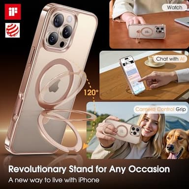 Alphex Desert Titanium for Magnetic iPhone 16 Pro Max Case with Invisible Stand, Polished Titanium Match for iPhone, 16FT Military Drop Protection, Shockproof Phone Ring Slim Cover 6.9 inch, Gold - Image 2