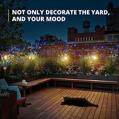 iFalarila 8 Modes Solar Garden Lights with 1200mAH Solar Panels, 240 LED Fairy Lights - Waterproof - Firework Light - String Lights for Yard Decorations, Pathway, Garden, Patio - 2 Pack Multi-Colored - Image 6